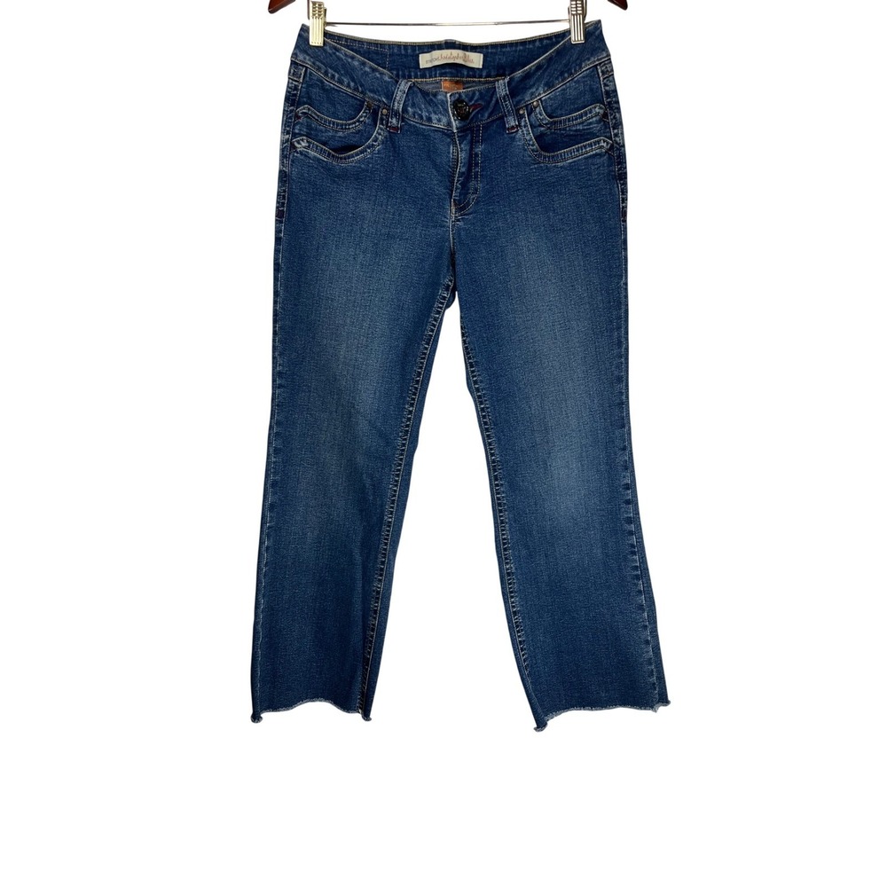 Christopher Blue Y2K Low Rise Straight Leg Raw Hem Jeans 10 Blue Stretch‎